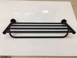 Porte-serviettes mural en acier inoxydable noir, 4 barres, minimaliste, pour salle de bain, support fixe pour serviettes >60cm - Product Image 1