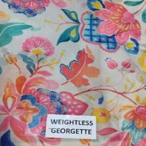 Tissu Georgette Léger Pur, Broderie Florale Numérique Artisanale Bio Exquise, Couture Ethnique Haut de Gamme - Product Image 1