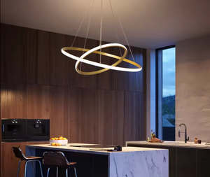 Zeal Lighting Round Geometric Hotel Metal Chandelier Designer Led Pendant Light Gold - Product Image 5