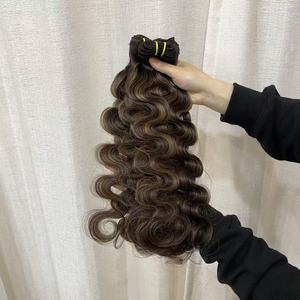 自然波浪高光双层拉丝发束 延长发束 免运费 100% 天然毛鳞片对齐接发 - Product Image 6