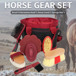 Équipement d'équitation coloré tête de <span class=keywords><strong>brosse</strong></span> de dépoussiérage outil de nettoyage de poussière Kit de toilettage de cheval nettoyage accessoires de fournitures équestres - Product Image 2