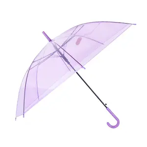 Logo personnalisé en usine parapluies transparents pour enfants parasol parapluie en PVC transparent coloré avec impression pour la promotion