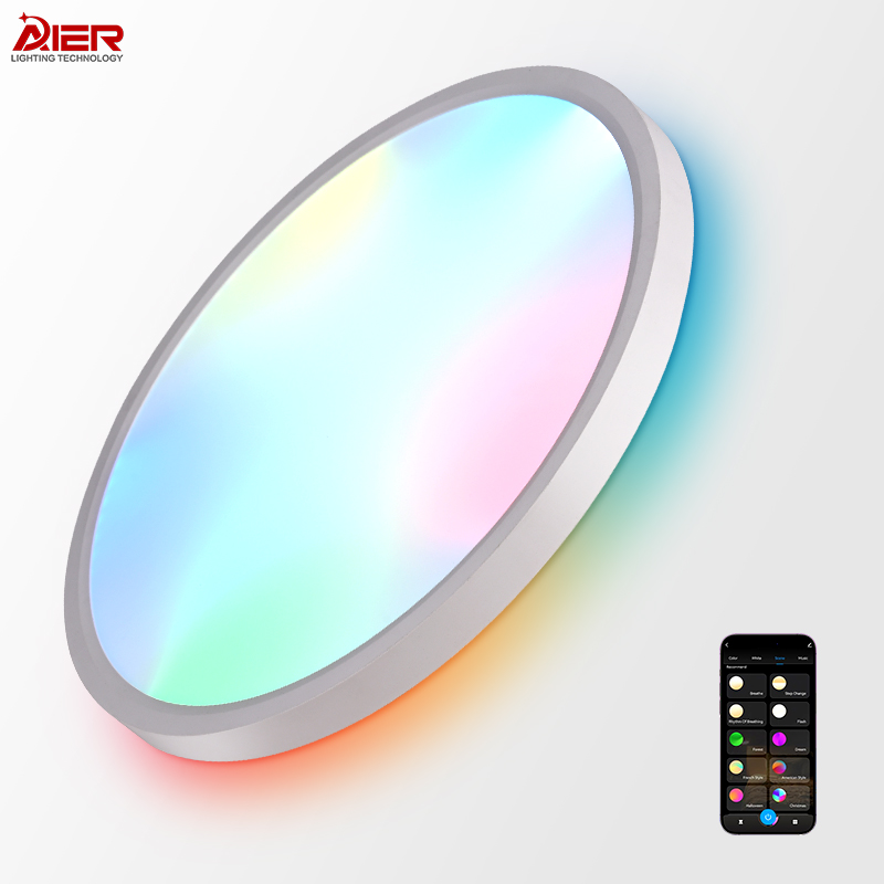 Smart Home RGB LED Ceiling Light APP Remote Control Dimmable Modern Color Changing Surface Mount Lamp for Indoor Lighting