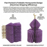 Vente en gros de lanternes en papier 3D en forme de mosquée, décorations pliables en papier nid d'abeille pour le Ramadan, centre de table en forme de mosquée en papier pour l'Aïd