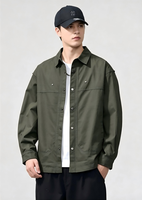 Nouvelle Collection Printemps/Automne 2026 – Blouson Bomber Homme Tendance à Boutonnage Simple, Coupe Ample, Style Chemise de Travail avec Revers