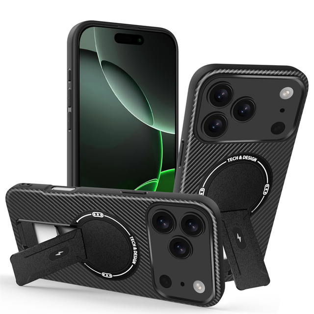 Back Cover for Apple iPhone 18 Pro Max/17Air/16E/15 Plus/14 Luxury Premium Carbon Fiber Texture Magnetic Car Holder Phone Case