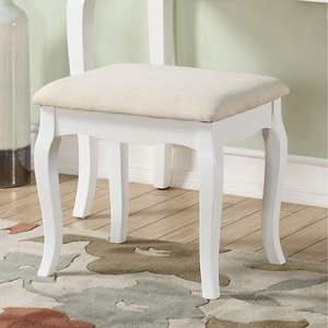 Table de maquillage avec tabouret, miroir réglable, tiroirs de rangement, meubles de chambre à coucher, bois blanc, design traditionnel - Product Image 5