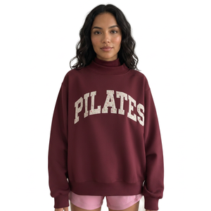 Sweat-shirt en molleton surdimensionné pour femme avec motif graphique Varsity MOM à carreaux, idéal pour les fêtes et Noël, fabricant OEM - Product Image 3