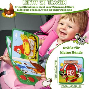 Tavola delle Attività a Tema Fattoria, Libro Sensoriale in Feltro per Bambini, Giocattolo Educativo Montessori per lo Sviluppo della Motricità Fine - Product Image 5