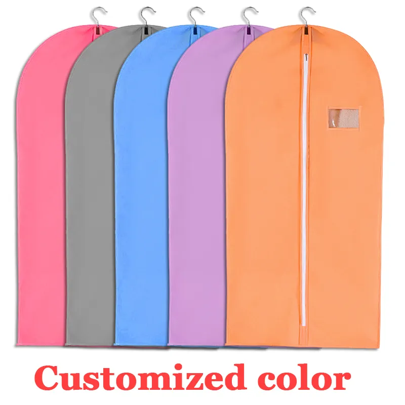 Anda zipper hanging clothes bulk pockets cotton wedding dresses gown satin cover men pink travel bag custom logo garment bags