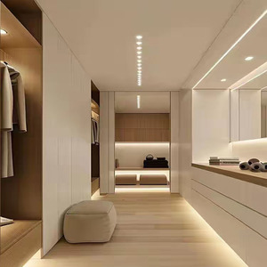 Système de dressing de luxe <span class=keywords><strong>avec</strong></span> portes vitrées et îlot <span class=keywords><strong>central</strong></span>, meuble de chambre à coucher - Product Image 4