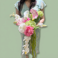 Bouquet de mariée personnalisé de qualité supérieure, toucher réel, orchidée rose vin, marguerite, centre de table, lys, amaranthe colorée
