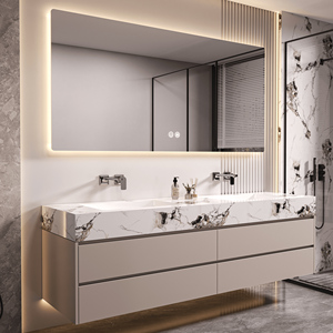 <span class=keywords><strong>Lavabo</strong></span> de Estilo Moderno Fabricado en Fábrica, Individual o Doble, con Espejo y Cajones, Muebles de Baño - Product Image 3