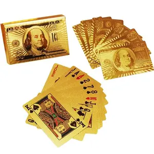 Özel tahta oyunları ev oyunları renkli kağıt sanat baskılı altın kaplama oyun kartları