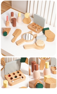 Ensemble de thé de cuisine en bois pour bébé poupée | pour poupées et animaux en peluche de 3 ans et plus avec un sac en coton pour le <span class=keywords><strong>rangement</strong></span> - Product Image 4