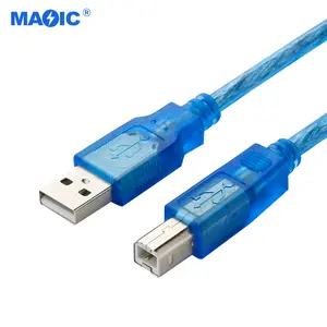 سعر الجملة خدمة تصنيع المعدات الأصلية شفاف أزرق USB 2.0 ذكر إلى USB B ذكر كابل بيانات الطابعة 6 قدم كابل Usb للطابعة