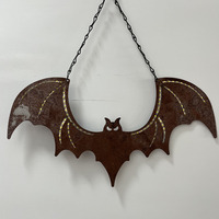 Décoration murale en métal en forme de chauve-souris avec lumière, motif nature morte, thème animal, artisanat en métal pour anniversaire