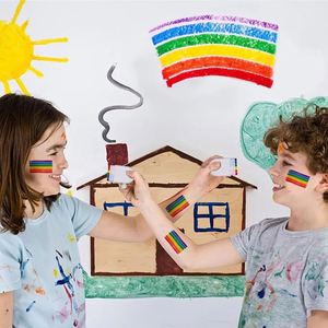 Crayons lavables à l'huile blancs arc-en-ciel avec logo personnalisé pour événements sportifs de football, peinture sur le visage, fêtes, festivals, promotionnels - Product Image 4