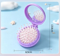 Sisir Bantal Udara Bentuk Bunga Ringkas dan Portabel dengan Cermin, Sisir Lipat Pijat Meridian dengan Bantal Udara, Sikat Lucu