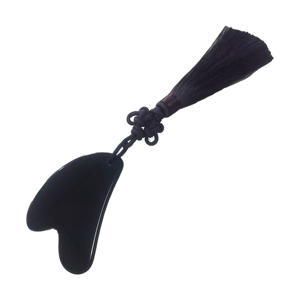Cadeau promotionnel pour femmes : Gua Sha en jade naturel et obsidienne avec pendentif à pompon pour le visage - Product Image 5