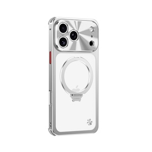 New Matte PC Backboard Magnetic Phone Case for <b>iPhone</b> 17 16 Pro Max With Ring <b>Stand</b> Aluminum Alloy Frame Shockproof Cover - Product Image 1
