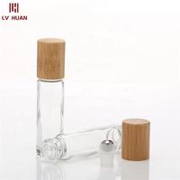 Flacon compte-gouttes en verre Lvhuan pour huiles essentielles, 5 ml, 10 ml, avec couvercle en bois de bambou naturel, flacon roll-on portable, sérigraphié