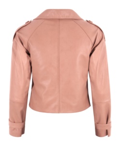 Veste pour femme en cuir Nappa rose pâle véritable 100% personnalisée, finition cirée vintage, fermeture éclair YKK, marque privée OEM/ODM - Product Image 3