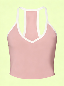 Lot de 4 débardeurs racerback pour femmes, couleur unie, respirants, sportifs, sans manches, coupe courte avec bordure blanche - Product Image 3