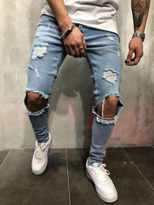 Pantalones vaqueros de los hombres de la moda Jeans hip hop bien streetwear <span class=keywords><strong>jogger</strong></span> biker arrancado de los hombres jeans - Product Image 2