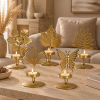 Support décoratif en fer pour bougie parfumée nordique, motif feuille d'érable, papillon, petite fleur, feuille de Ginkgo, feuille de Zong