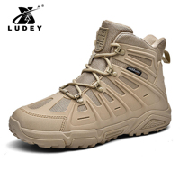 Bottes tactiques d'extérieur respirantes antidérapantes à lacets pour hommes, chaussures de randonnée et d'entraînement en caoutchouc