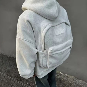 Tùy chỉnh du lịch hoodie với tích hợp ba lô trong túi ẩn trở lại áo ba lô Áo khoác hoodie - Product Image 2