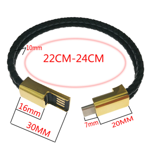 New Style Double Leather Charging Micro Usb Type c Data Cable Bracelet For iphone and android - Product Image 3