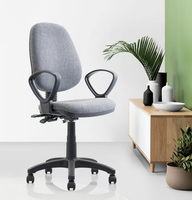 Chaise de bureau exécutive moderne, hauteur réglable, mécanisme à 3 leviers, revêtement en tissu, base en nylon - Chaise de travail ergonomique pivotante