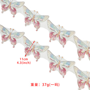 Vente en gros de patchs papillon en maille perlée, appliques brodées, garnitures en dentelle pour la décoration de vêtements, accessoires de mode DIY - Product Image 6