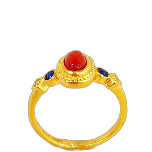 Anillo de oro de 10 quilates Mini Palace Sparrow de esmalte dorado con cornalina - <span class=keywords><strong>Alianza</strong></span> de boda de oro macizo <span class=keywords><strong>para</strong></span> <span class=keywords><strong>mujer</strong></span> - Product Image 1