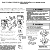 Control remoto Security+ 971LM 973LM para puerta de garaje, compatible con 390 MHz y botones de aprendizaje rojos y naranjas.