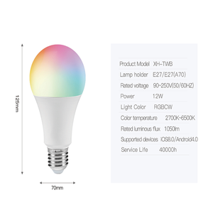 LEDEAST XH-TW1B pencahayaan pintar, bohlam lampu pintar E27 lampu rumahan Wifi BLE 2.4G Remote Control dapat disesuaikan Rgb - Product Image 2