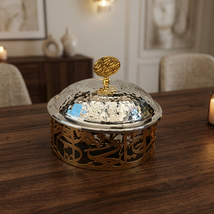 Round Metal Casserole Dish with Glass-Embedded Stainless Steel <b>Lid</b> Polished Gold Design Modern Luxury Durable - Product Image 3