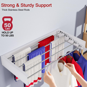 Home Folding Towel <b>Rack</b> 80cm Wall-mounted Clothes Drying <b>Rack</b> Retractable Space Saving Clothes Storage <b>Rack</b> - Product Image 5