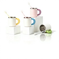 Nouvelle tasse à double paroi en acier inoxydable 316 émaillé, couleur macaron, style rétro chinois, design bicolore pour couples et enfants