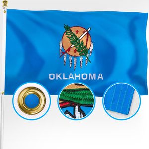 Cao cấp 3x5 ft ngoài trời nhiệm vụ nặng nề Nylon OK cờ thêu <span class=keywords><strong>Oklahoma</strong></span> Nhà Nước Cờ mạnh nhất và lâu nhất kéo dài quốc gia cờ - Product Image 1