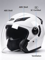 Casque de moto demi-face certifié YQH 3C, casque ouvert en ABS pour les trajets quotidiens, casque de conduite toutes saisons
