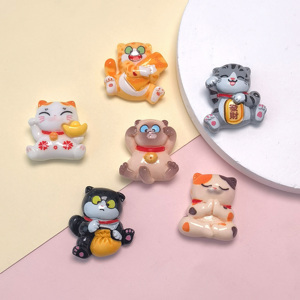 Charm in Resina a Forma di Animali Cartoon Kawaii, Gatto Portafortuna, per Gioielli Fai-da-Te, Decorazioni e Accessori per Scrapbooking - Product Image 3