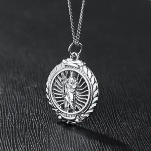 VANFI joyería de moda al por mayor collar encanto sólido San Judas Virgen María 925 plata esterlina colgante de oro