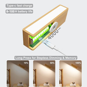 Appliques murales <span class=keywords><strong>LED</strong></span> à piles en bois massif 3000K, lampes murales rechargeables à intensité variable, lampes de chevet à <span class=keywords><strong>coller</strong></span> au mur - Product Image 4