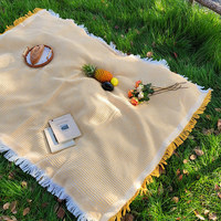 Tapis de pique-nique en lin d'extérieur, couverture de camping et nappe pour les excursions