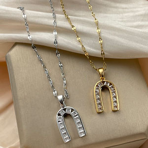 14K chapado en oro de acero inoxidable flor corazón Bowknot cobre circón grueso luz lujo moda colgante collar PARA CENA fiesta - Product Image 2