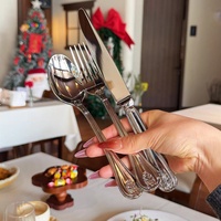 Ensemble d'ustensiles de table en acier inoxydable gaufré décoratif, poli de qualité supérieure, pour cadeau de mariage, buffet d'hôtel, repas à domicile : cuillère, fourchette, couteau