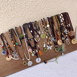 男女复古民族风格吊坠项链长项链波西米亚串珠蝴蝶饰品手工制作 - Product Image 3